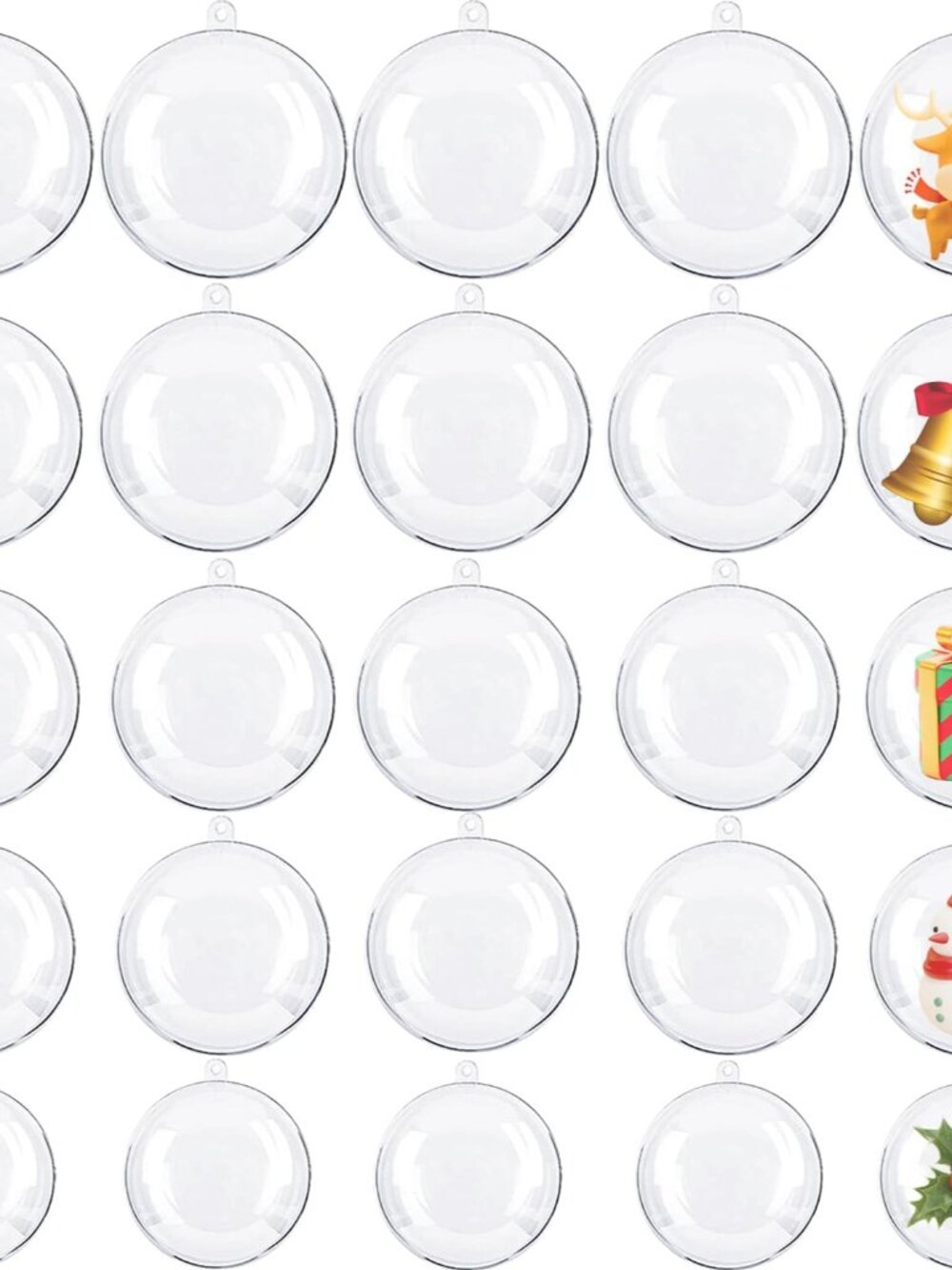25 Sets Clear Fillable Ornaments Ball in 5 Different Size,Transparent DIY Craft
